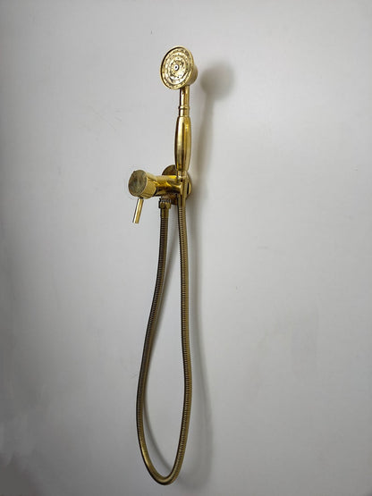 Unlacquered Brass Wall-Mount Handheld Shower Kit