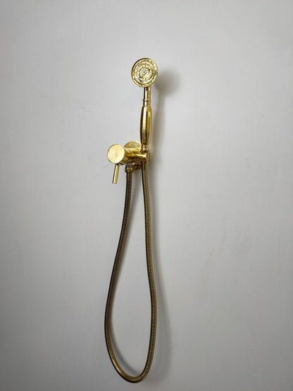 Unlacquered Brass Wall-Mount Handheld Shower Kit