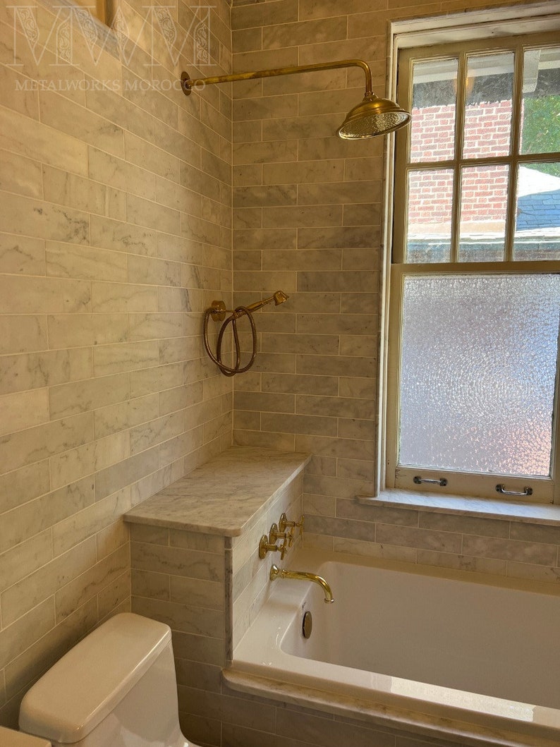 Antique Brass Exposed Rainfall Shower System