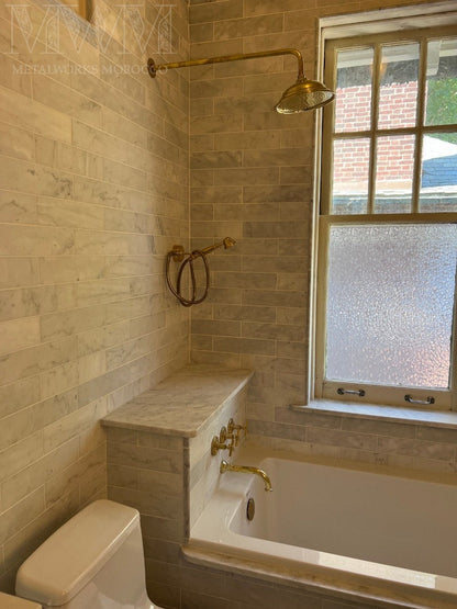 Antique Brass Exposed Rainfall Shower System