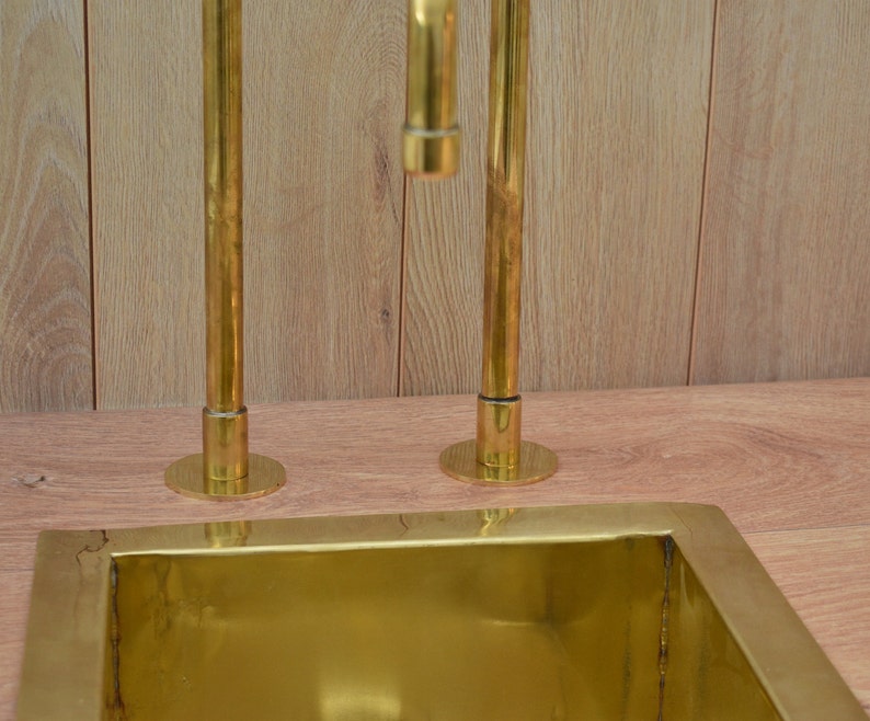 Unlacquered Brass Retro Deck-Mounted Kitchen Faucet