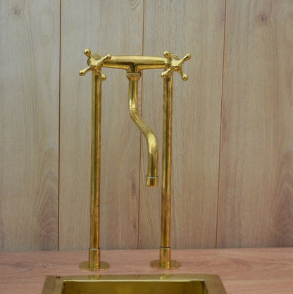 Unlacquered Brass Retro Deck-Mounted Kitchen Faucet