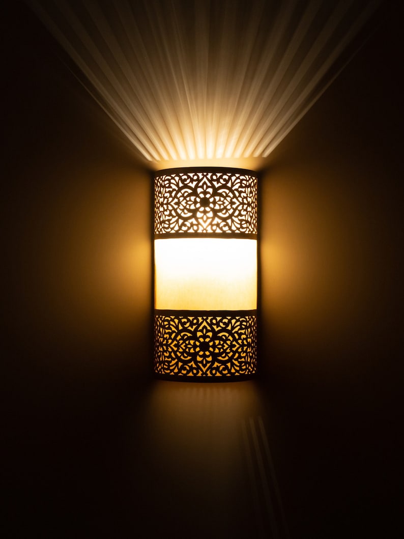 Moroccan Hand-Pierced Brass Wall Sconce