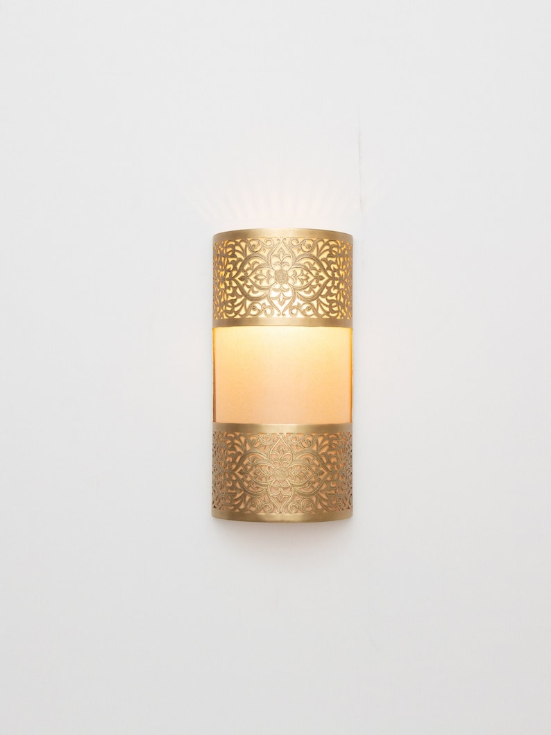 Moroccan Hand-Pierced Brass Wall Sconce