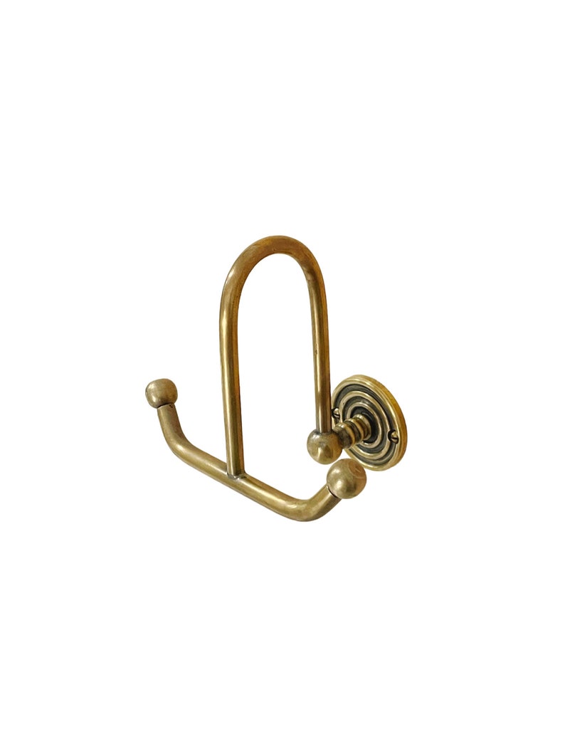 HRL Brass Double Hook Burnished Unlacquered Brass