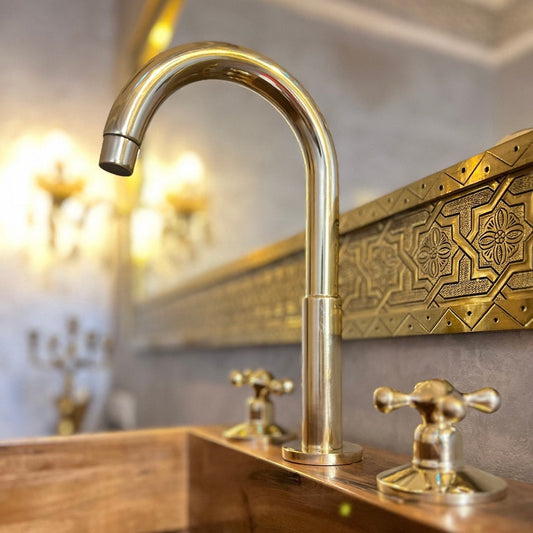 Luxury Polished Brass Widespread Vanity Faucet