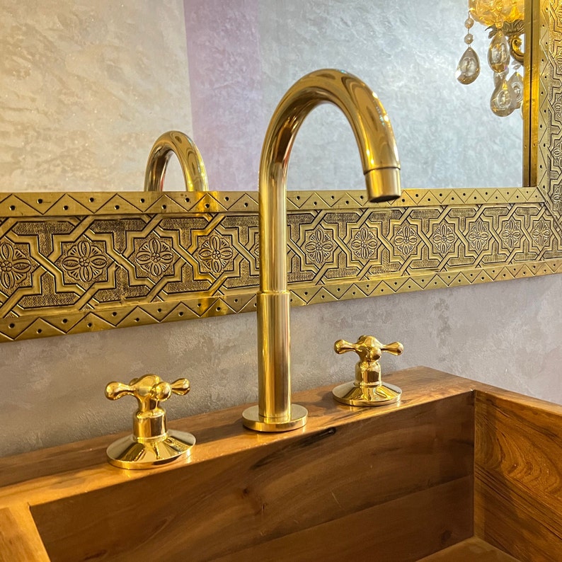 Luxury Polished Brass Widespread Vanity Faucet