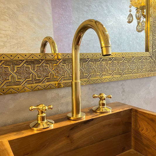 Luxury Polished Brass Widespread Vanity Faucet
