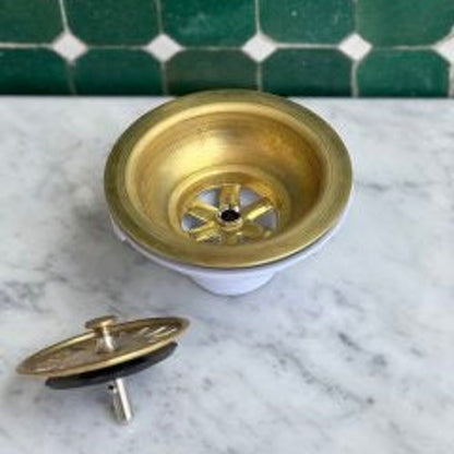 Vintage Unlacquered Brass Sink Strainer