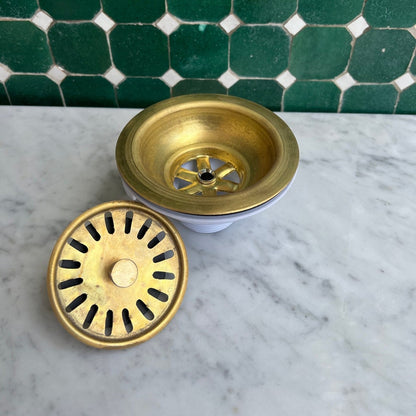 Vintage Unlacquered Brass Sink Strainer