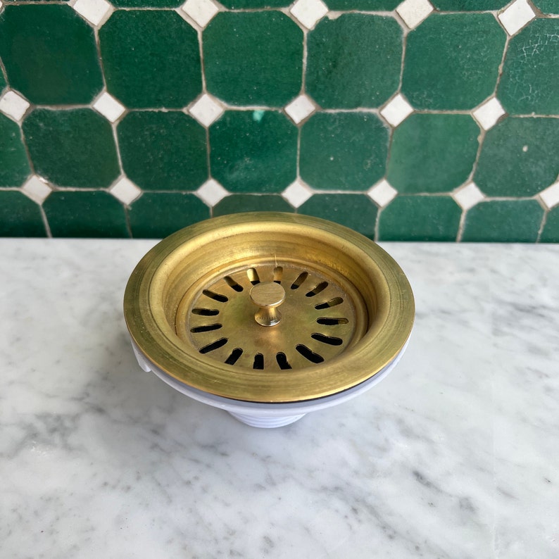Vintage Unlacquered Brass Sink Strainer