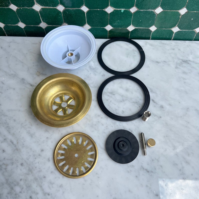 Vintage Unlacquered Brass Sink Strainer