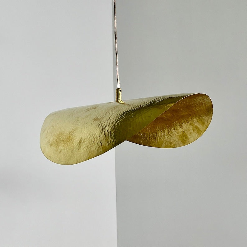Hand-Hammered Polished Brass Crescent Pendant Set