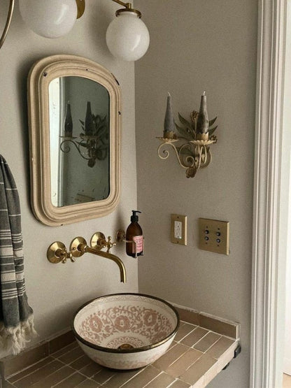 Polished Brass Wall-Mounted Cross Handle Faucet