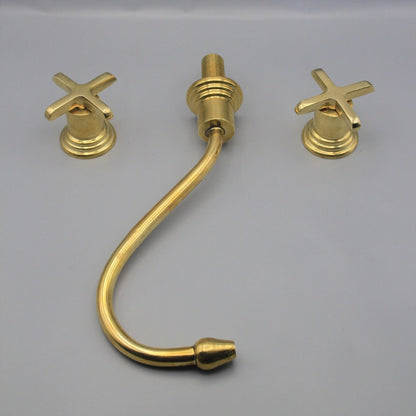 Vintage Unlacquered Brass Swan-Neck Bridge Faucet