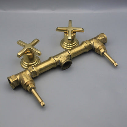 Vintage Unlacquered Brass Swan-Neck Bridge Faucet
