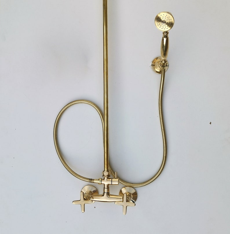 Unlacquered Brass Exposed Rainfall Shower System