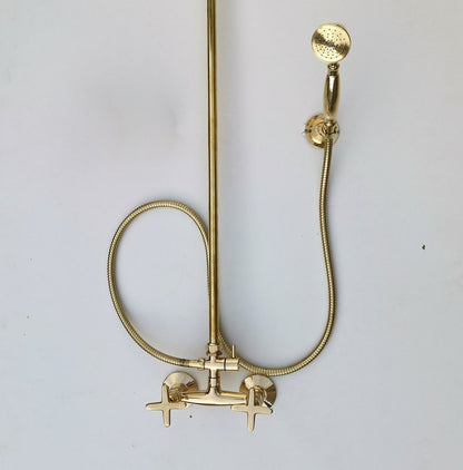 Unlacquered Brass Exposed Rainfall Shower System