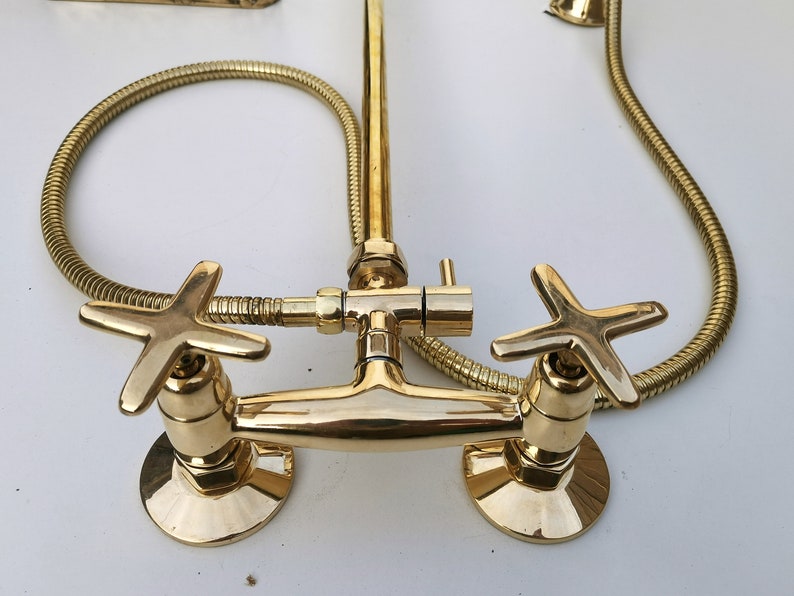 Unlacquered Brass Exposed Rainfall Shower System