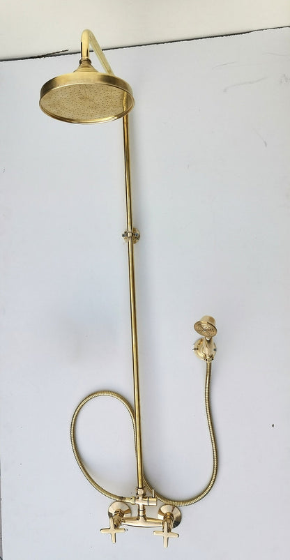 Unlacquered Brass Exposed Rainfall Shower System