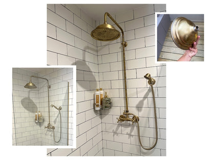 Antique Brass Exposed Rainfall Shower System