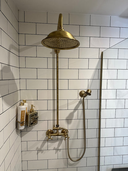 Antique Brass Exposed Rainfall Shower System