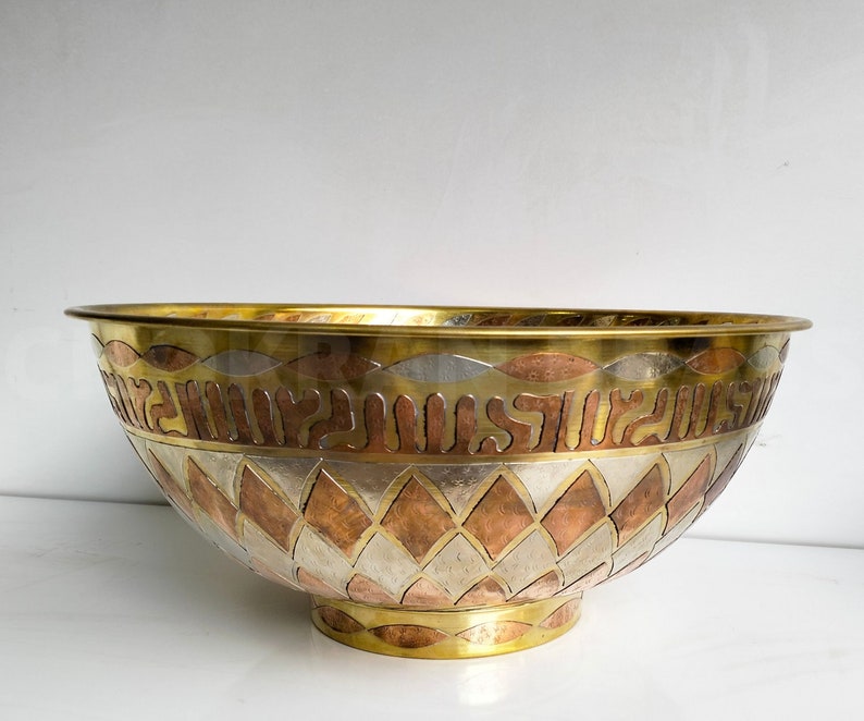 Geometric Etched Brass Bathroom Sink