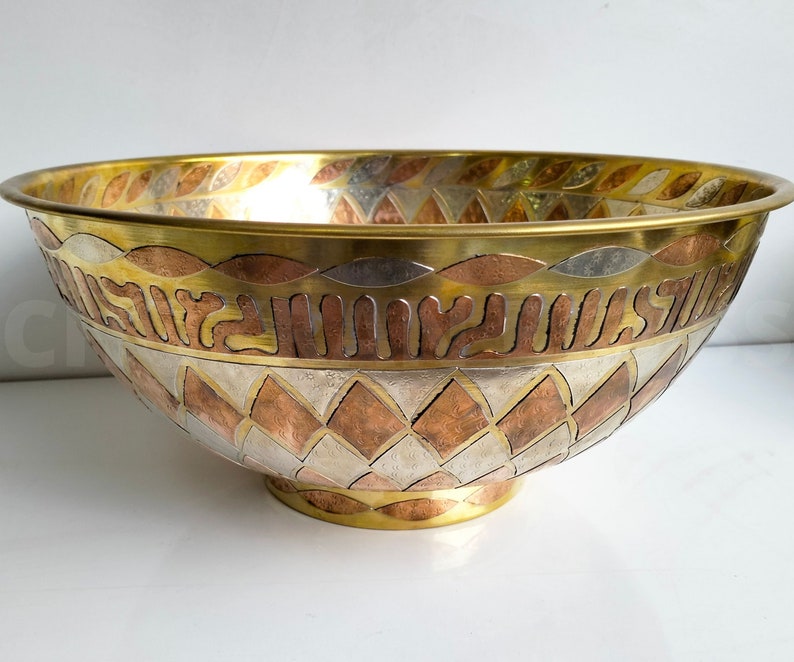 Geometric Etched Brass Bathroom Sink