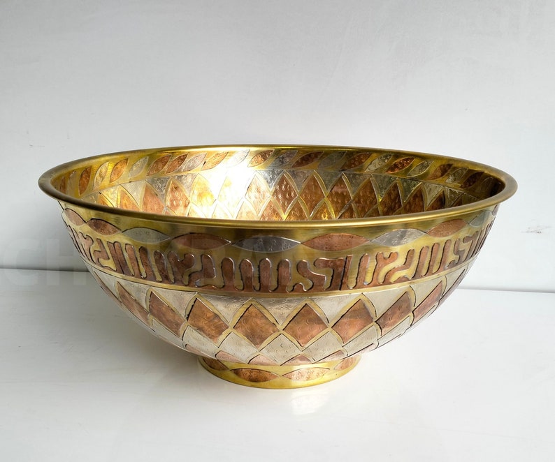 Geometric Etched Brass Bathroom Sink