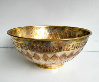 Geometric Etched Brass Bathroom Sink