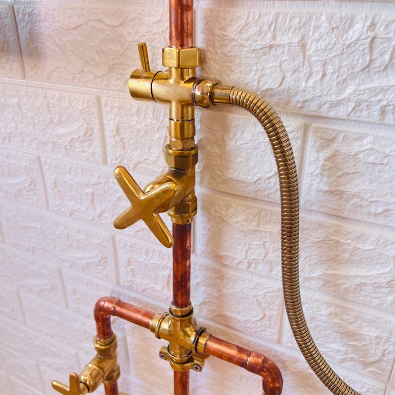 Exquisite Handcrafted Unlacquered Copper Outdoor Shower System