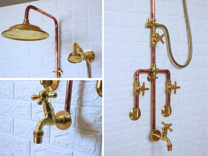 Exquisite Handcrafted Unlacquered Copper Outdoor Shower System