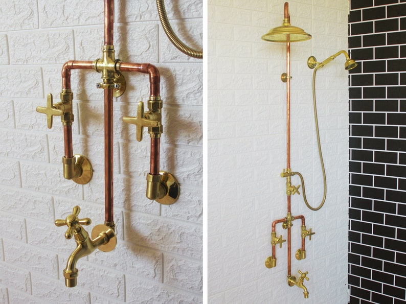 Exquisite Handcrafted Unlacquered Copper Outdoor Shower System