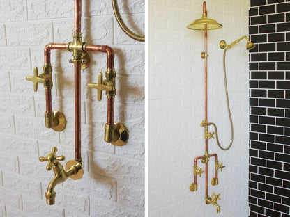 Exquisite Handcrafted Unlacquered Copper Outdoor Shower System