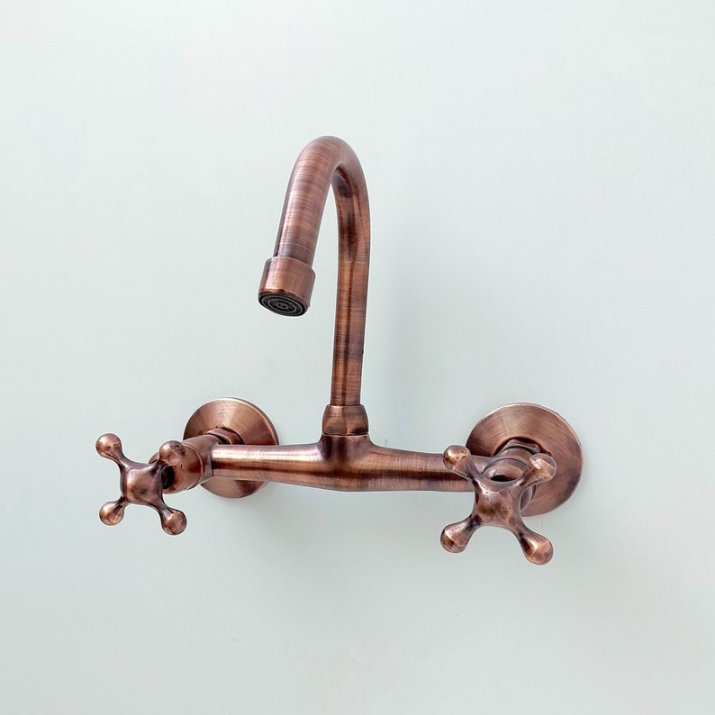 Moroccan Antique Copper Wall-Mounted Kitchen Faucet