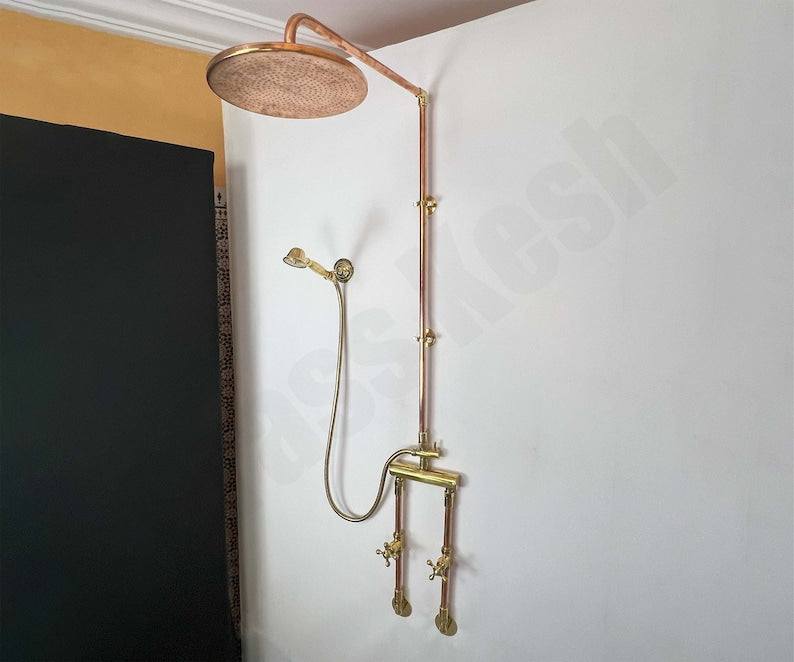 Antique Copper & Brass Industrial Shower