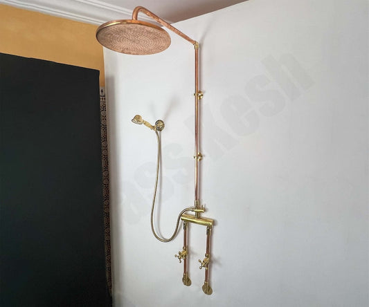 Antique Copper & Brass Industrial Shower