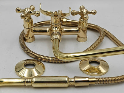 Polished Gold Wall-Mount Bathtub Faucet Set
