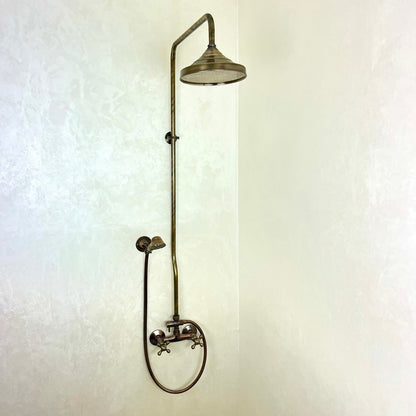 Vintage Unlacquered Brass Exposed Rainfall Shower System