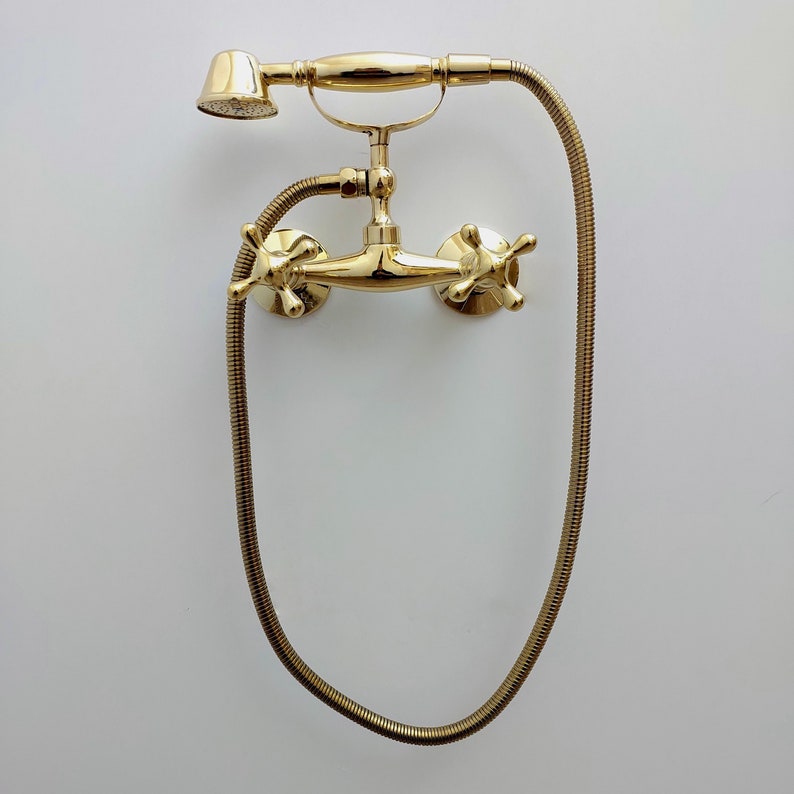 Vintage Brass Wall-Mounted Telephone Tub Faucet
