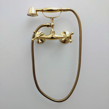 Vintage Brass Wall-Mounted Telephone Tub Faucet
