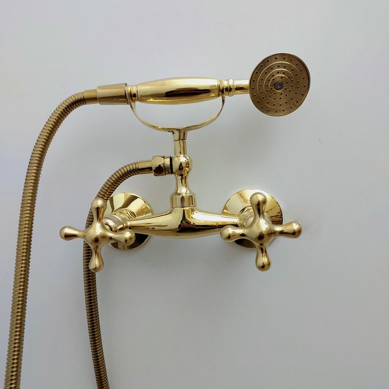 Vintage Brass Wall-Mounted Telephone Tub Faucet