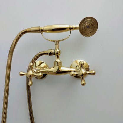 Vintage Brass Wall-Mounted Telephone Tub Faucet