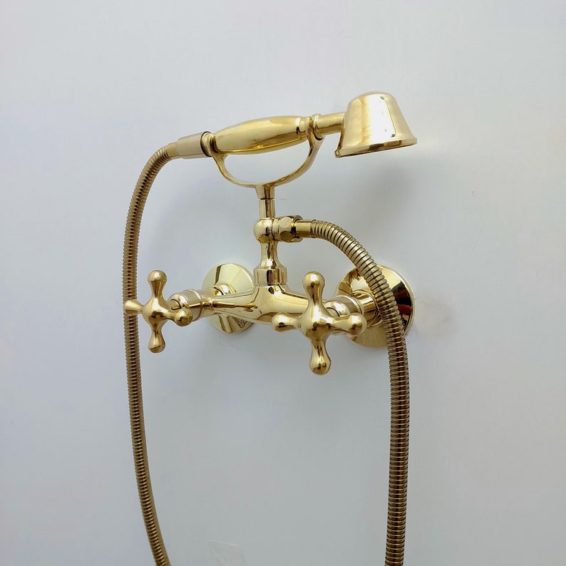 Vintage Brass Wall-Mounted Telephone Tub Faucet