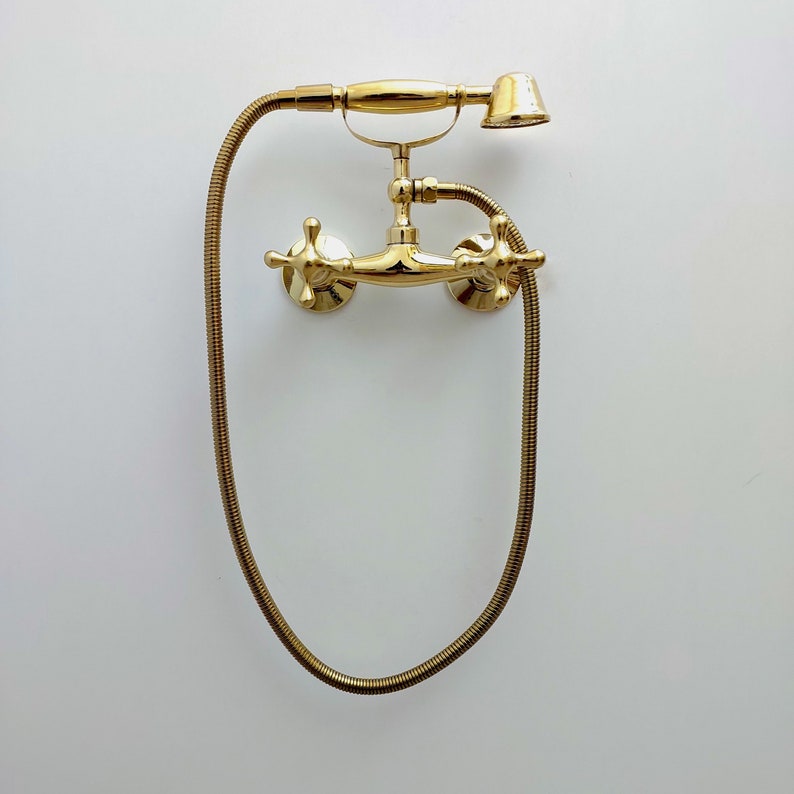 Vintage Brass Wall-Mounted Telephone Tub Faucet