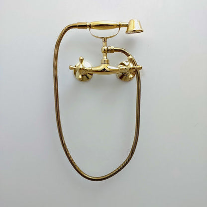 Vintage Brass Wall-Mounted Telephone Tub Faucet