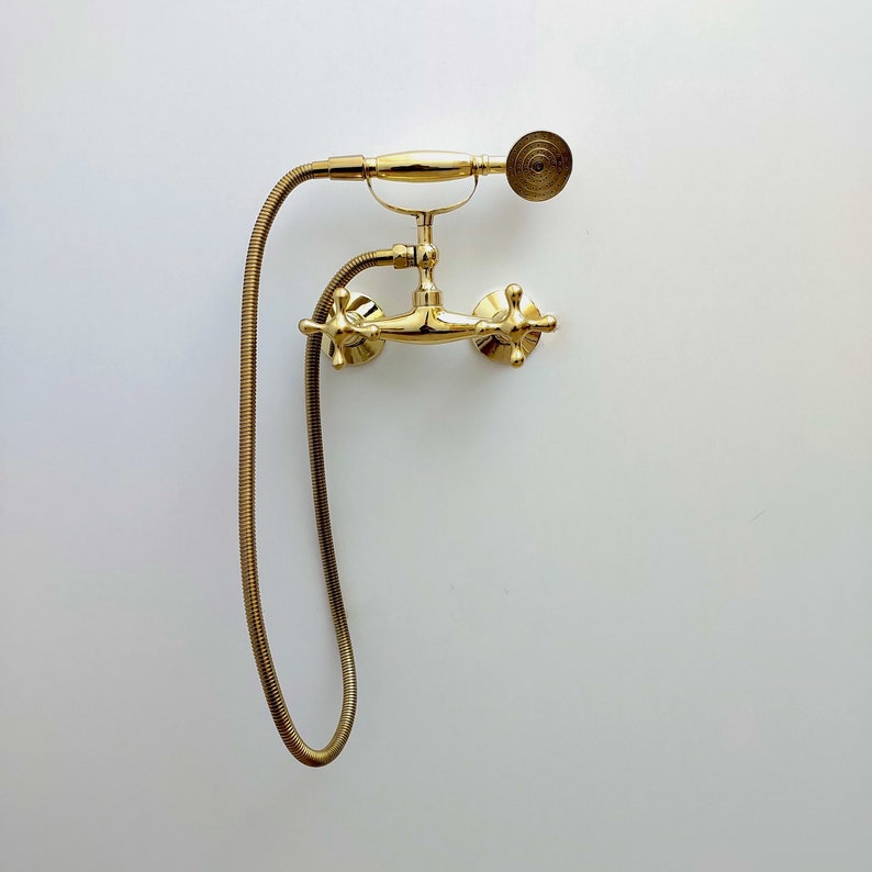 Vintage Brass Wall-Mounted Telephone Tub Faucet