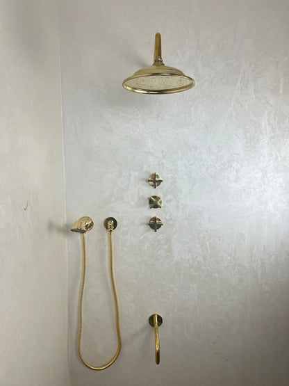 Handcrafted Solid Brass Shower Head – Unlacquered Brass Fixture