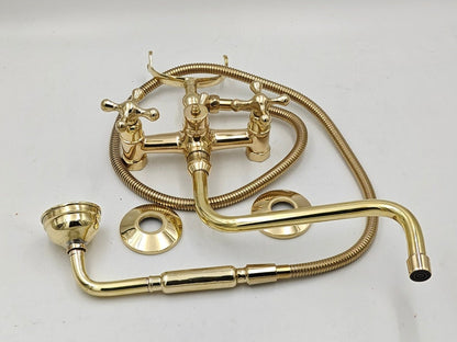 Polished Gold Wall-Mount Bathtub Faucet Set