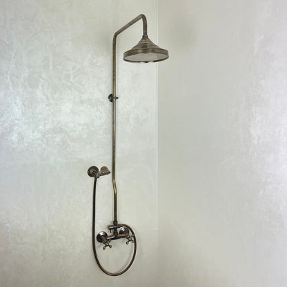 Vintage Unlacquered Brass Exposed Rainfall Shower System
